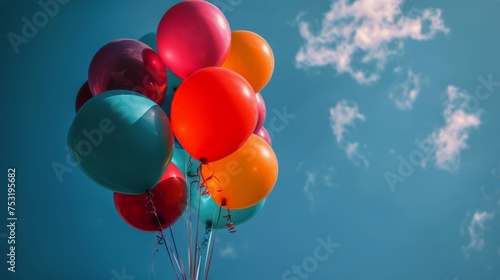 Cluster of Colorful Balloons Floating in the Air