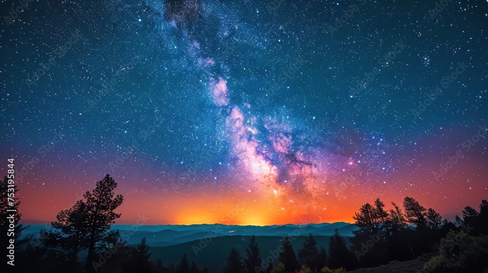 Night Sky Filled With Stars and Trees Night Sky Filled With Stars and Trees