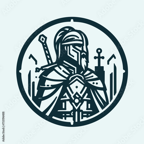 freyr norse germanic mythology god logo icon sticker tattoo vector. photo