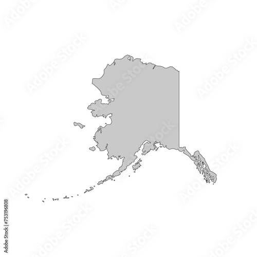 United States of America, Alaska state, map borders of the USA Alaska state.