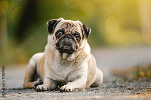 A charming pug poses with captivating expression