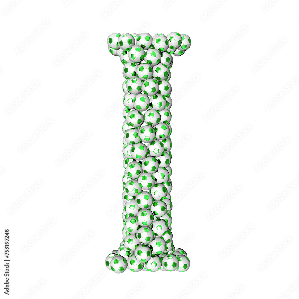 Fototapeta premium Symbols made from green soccer balls. letter i