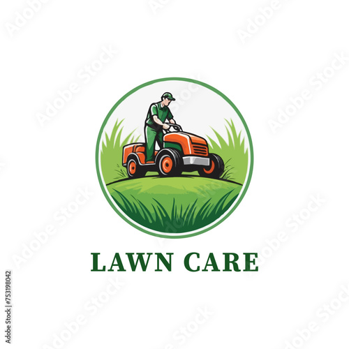Creative Lawn Care logo design.  Lawn mower service logo icon isolated, Lawn mowing cutting grass, Gardener service logo icon isolated on white background vector illustration