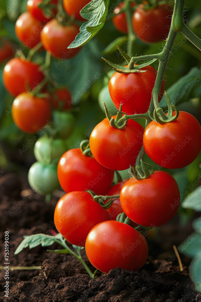 Tomatoes Growing in a Garden