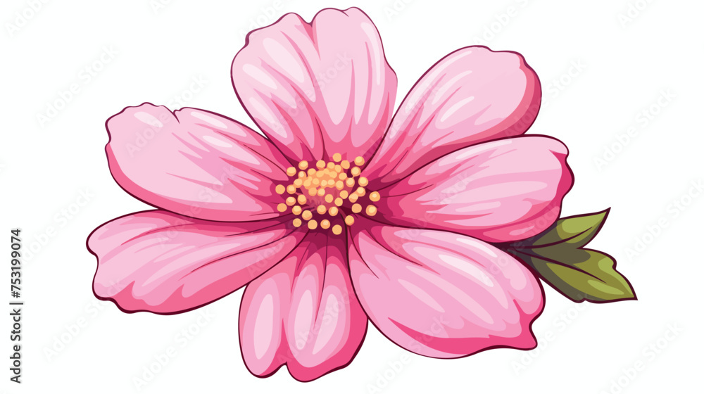 Pink flower freehand draw cartoon vector illustratio
