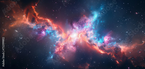 Outer Space nebula background. Space colorful clouds against Star field. Cosmos wallpaper. 