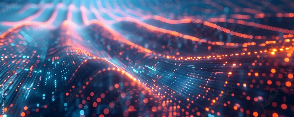 Quantum Wave Light Pattern in Vibrant Blue and Orange Hues, To add a ...