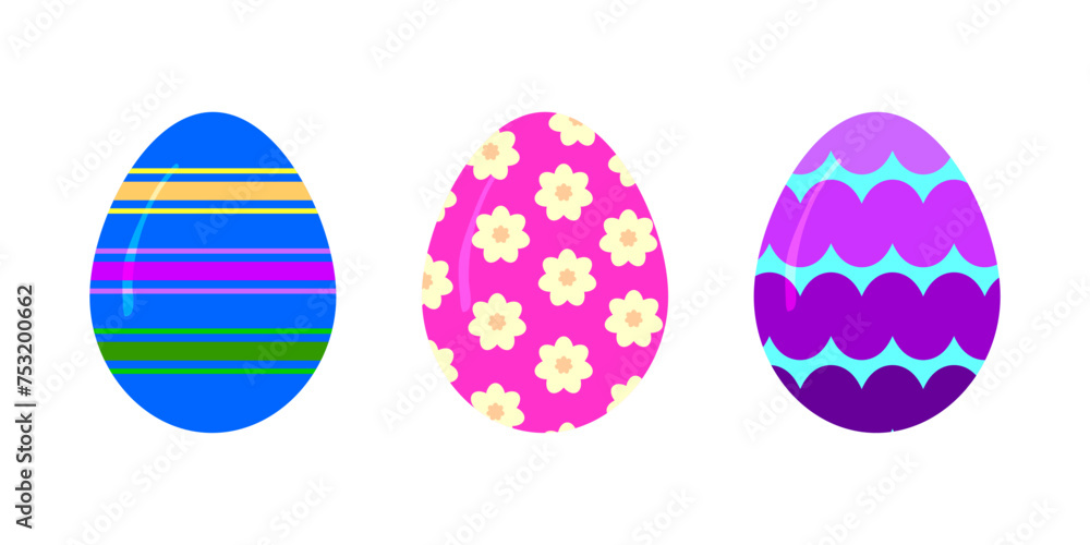 A set of Easter eggs isolated on a white background. Easter. Vector design A set of Easter eggs isolated on a white background. Easter. Vector design