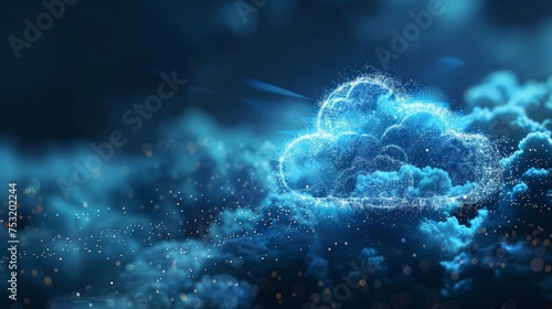 Blurred Cloud Computing Scene for Presentation Slide Generative AI