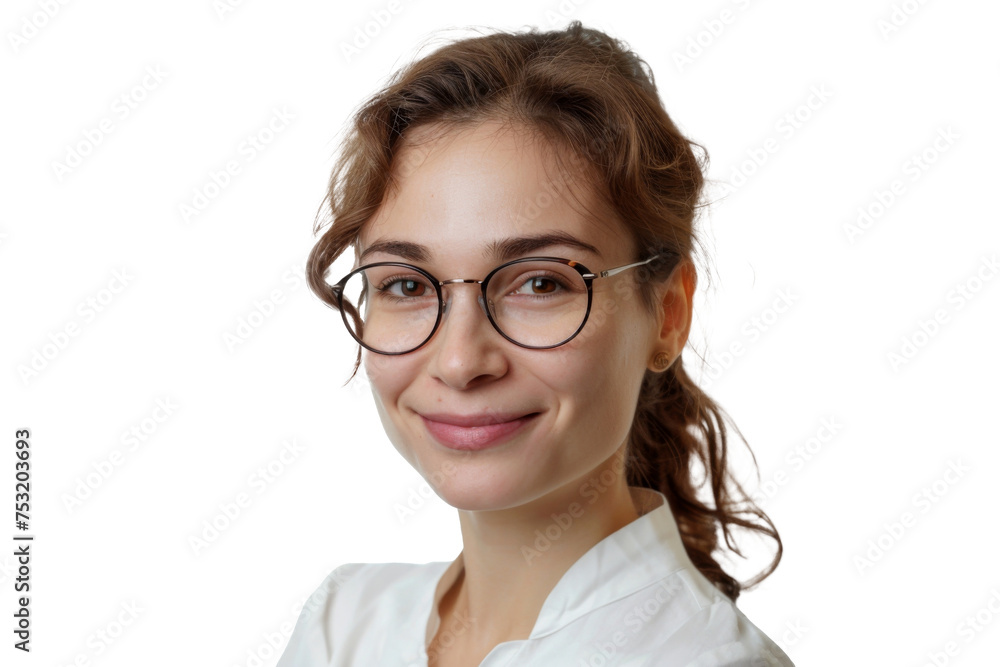 Studio portrait of a beautiful young woman with an attractive smile, isolated on transparent png background.