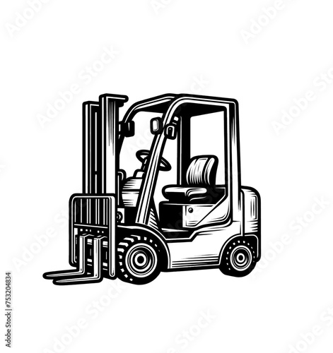 Forklift monochrome isolated vector illustration