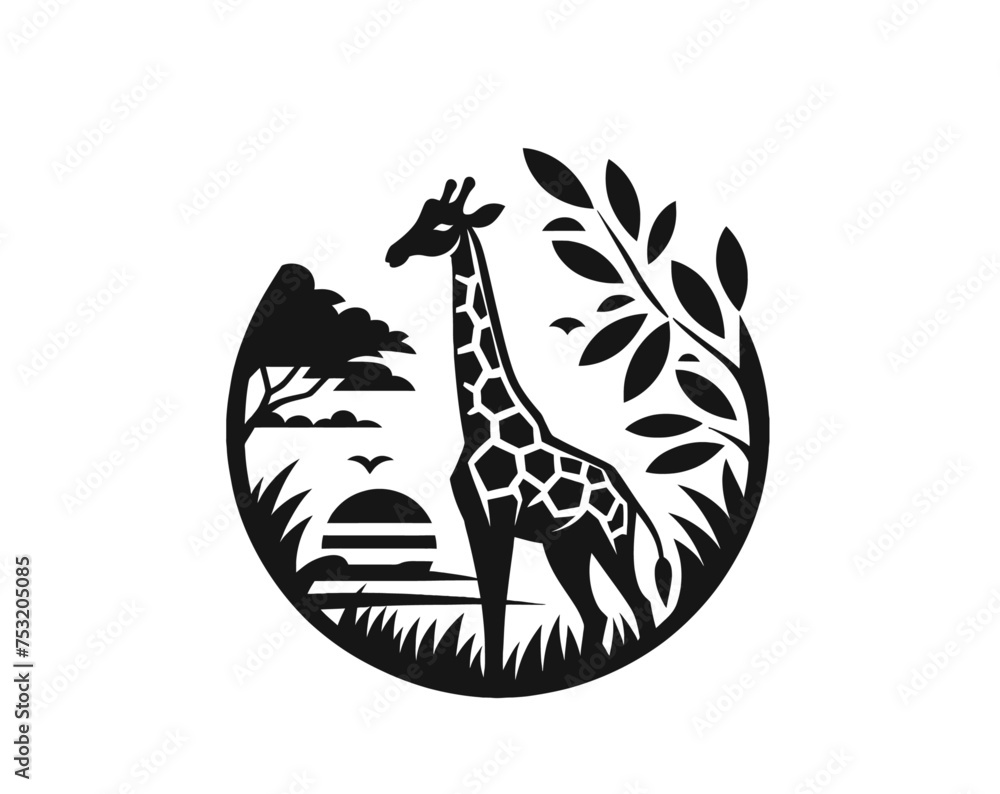 Giraffe monochrome isolated vector emblem illustration Giraffe monochrome isolated vector emblem illustration