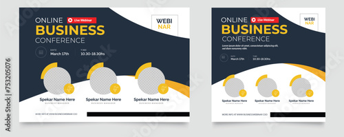 live webinar banner invitation and Marketing Strategies social media post template. corporate Business webinar invitation design eps 10