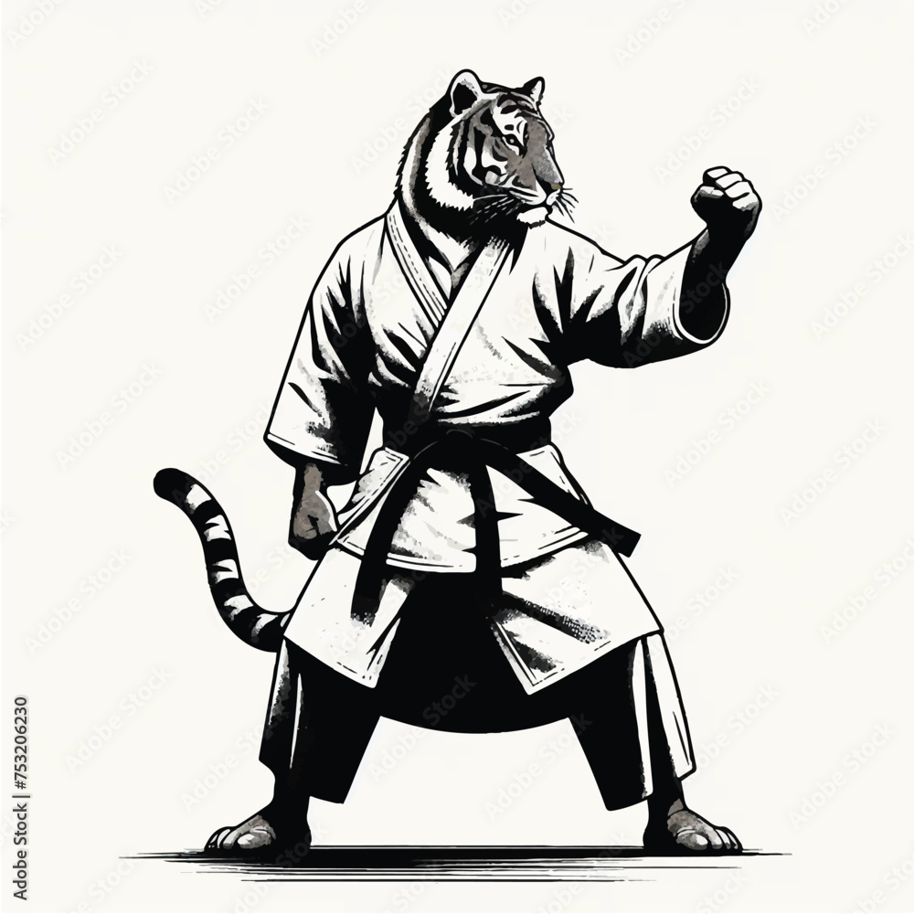 ninja warrior vector, tiger in kimono training taekwondo ninja warrior vector, tiger in kimono training taekwondo