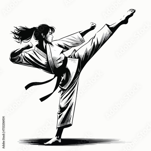 silhouette of a person doing karate and taekwondo 