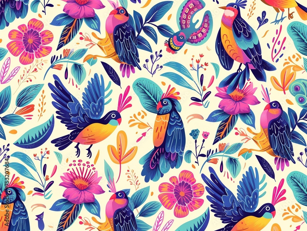 Tropische Pflanzen und Vögel, Hintergrund Tropische Pflanzen und Vögel, Hintergrund