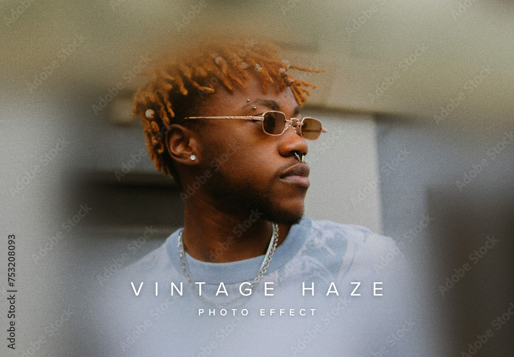 Vintage Haze Photo Effect Mockup Stock Template | Adobe Stock