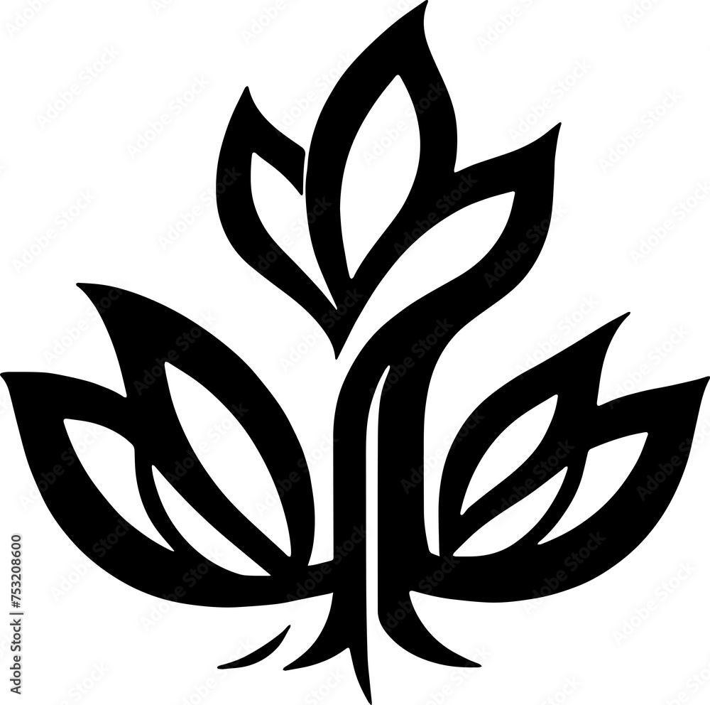 Tropical Leaf icon silhouette isolated on white background Tropical Leaf icon silhouette isolated on white background