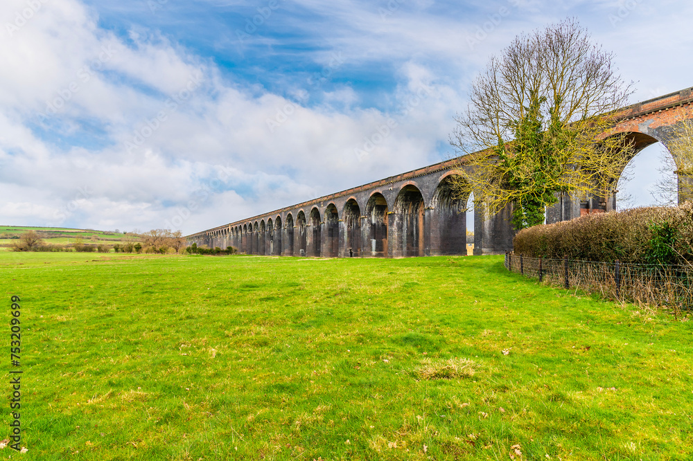 A view from the eastern end along the spectacular Harringworth Viaduct on a bright winter day