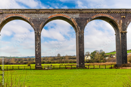 A view towards a section of the spectacular Harringworth Viaduct on a bright winter day photo