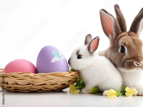 Cute Easter Bunny and a Solo Egg, Spreading Cheer on Easter Day © Francesco 