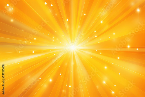 Obraz na płótnie Abstract bright sun rays background with yellow dots. Shiny sun rays illustration with bokeh lights. Yellow banner with Sun rays. Summer illustration for design background. w salonie