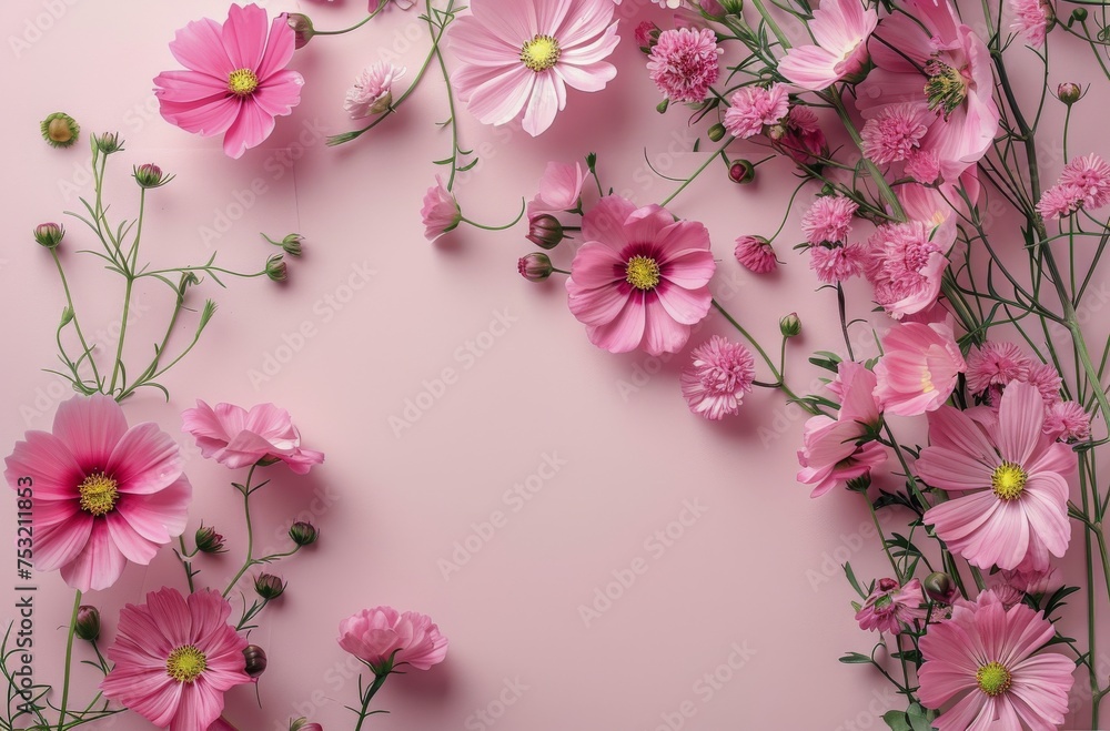 Pink Flowers on Pink Background