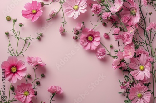 Pink Flowers on Pink Background © olegganko
