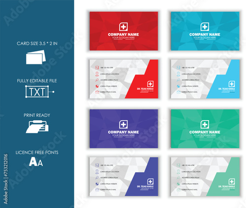 business card for doctors , modern business card design template , set of sleek modern business card template 