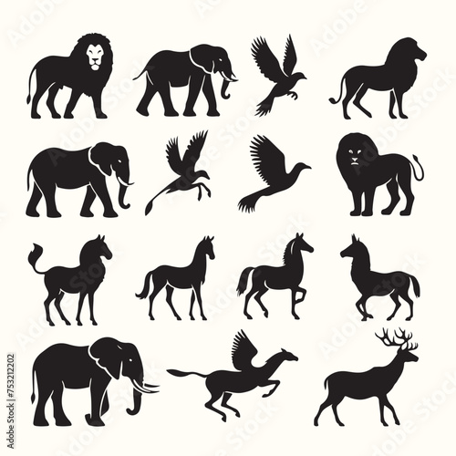 Various Animal Silhouette Vector Illustration