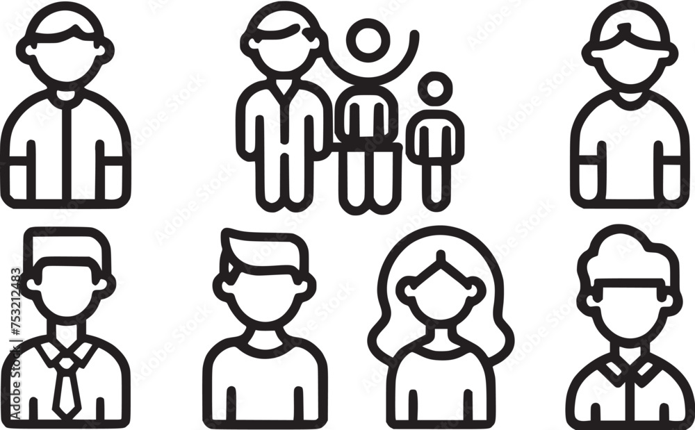 Man Icons set with editable vector collections. Man Icons set with editable vector collections.