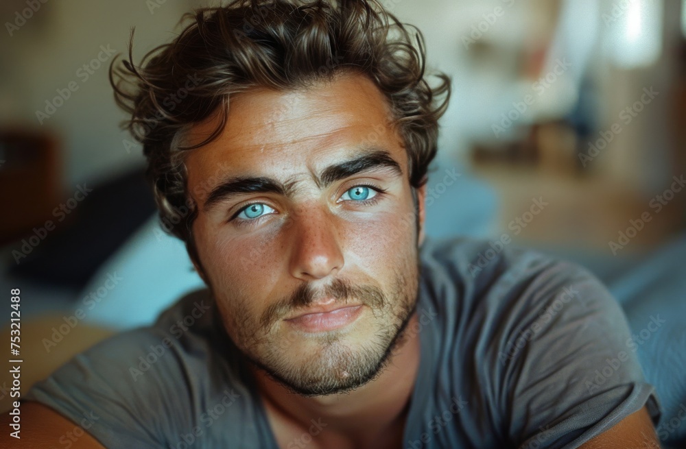 Close Up of a Man With Blue Eyes Close Up of a Man With Blue Eyes