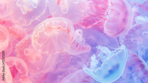 many jellyfish pattern pink and purple gradient