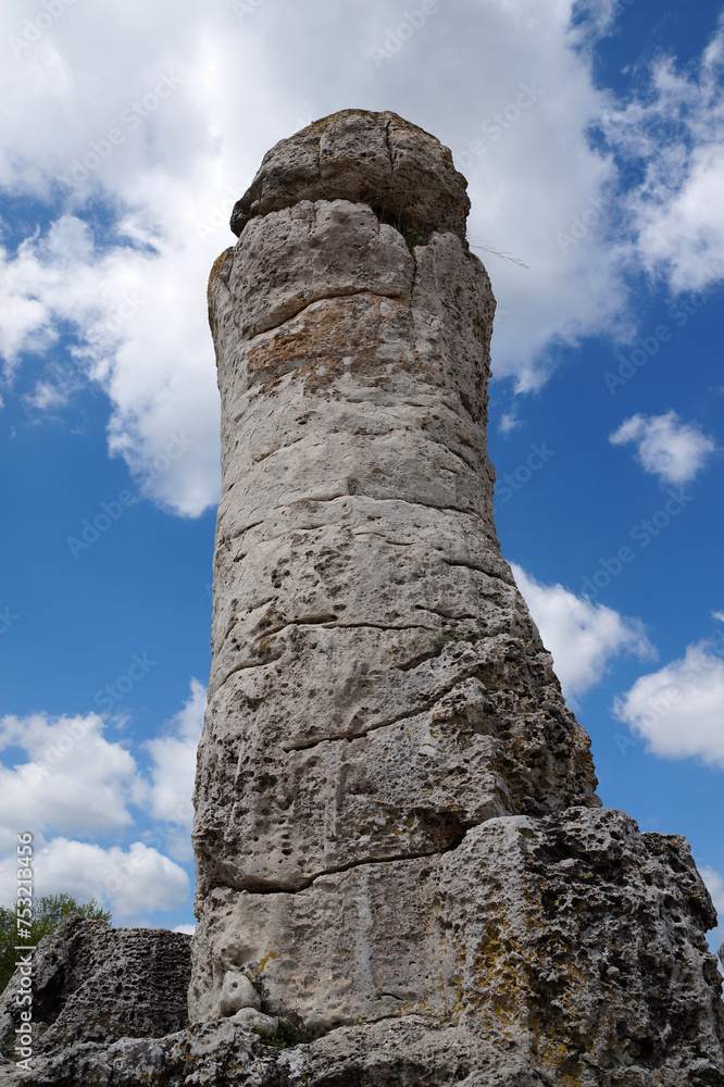 ancient stone pillar in the natural park Broken Stones in Bulgaria
