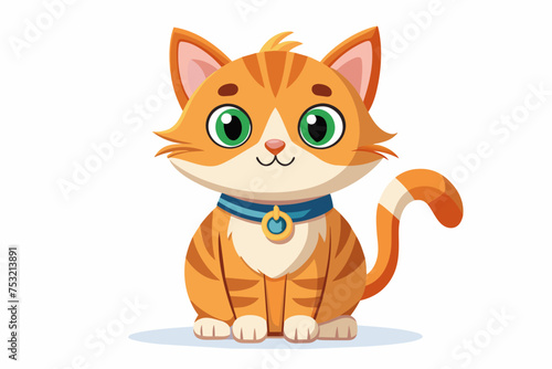 a cute mascot cat vector art flat design  on white background.