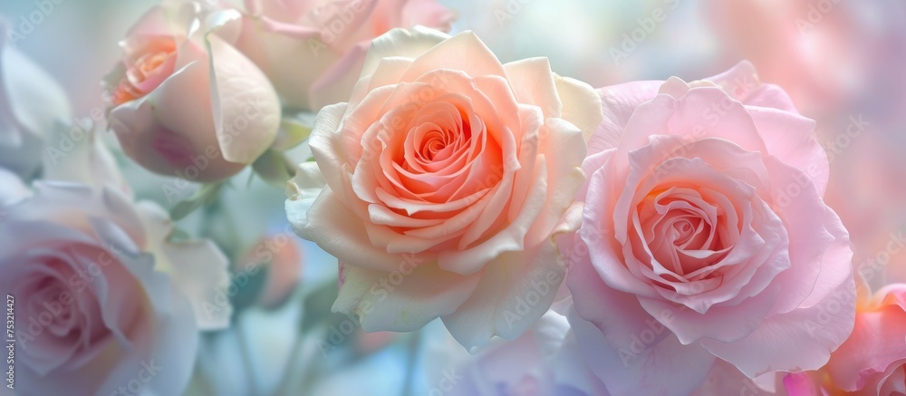 Garden roses in pastel hues. Garden roses in pastel hues.