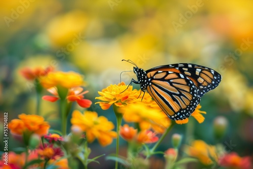 Pollinator Paradise A Butterfly Garden Flourishing with Native Plants Celebrating Biodiversity on Earth day © Dilawar Meharban