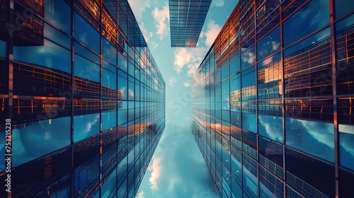  Reflective Skyscraper Business Office Buildings, AI-Created