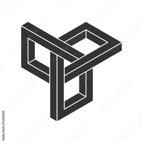 Impossible shape  isolated on white background. Optical illusion. Vector illustration.