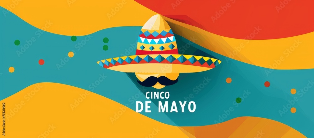 CINCO DE MAYO fiesta with a sombrero hat and mustache Generative AI CINCO DE MAYO fiesta with a sombrero hat and mustache Generative AI
