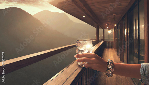 elegant woman in love raising the glass on a romantic night