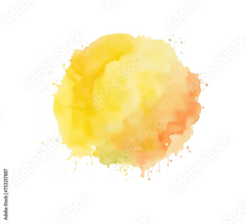 Abstract yellow watercolor water splash on a white background. Vector watercolour texture in salad color