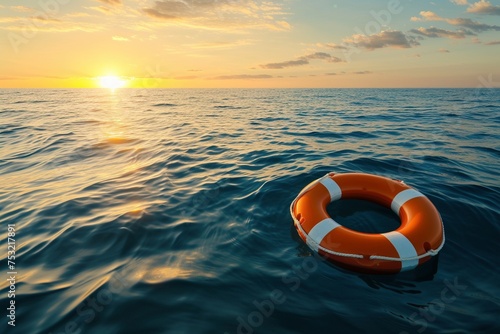 Ein Rettungsring auf dem Wasser  photo