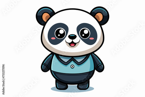 a cute mascot panda vector art flat design  on white background.