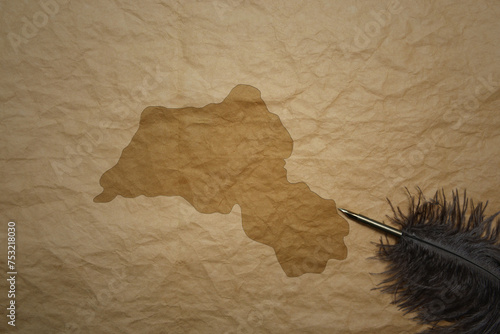 Foto map of kurdistan on a old paper background with old pen