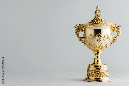 Luxury golden award trophy isolated on a white background Symbolizing achievement Excellence And recognition in various fields Perfect for ceremonial and celebratory occasions.