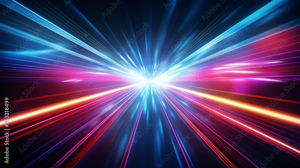 3D neon light effects create colorful glowing trails, representing motion blur and futuristic technology concepts. 3D neon light effects create colorful glowing trails, representing motion blur and futuristic technology concepts.