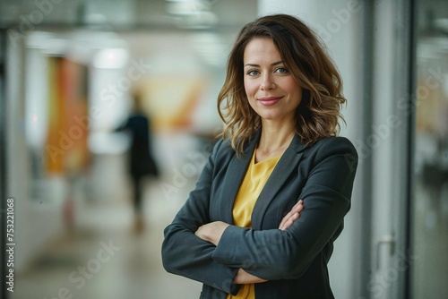Confident businesswoman standing in office environment