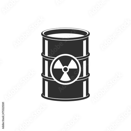 Barrel with Radiation symbol icon. Radioactive waste in metal barrel sign.
