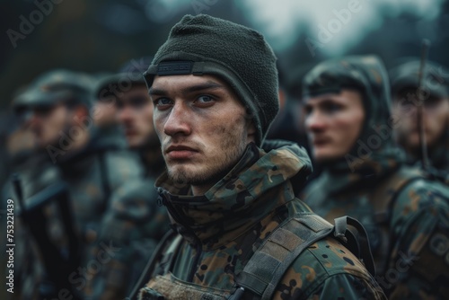 Group of Soldiers Standing in Line © Ilugram